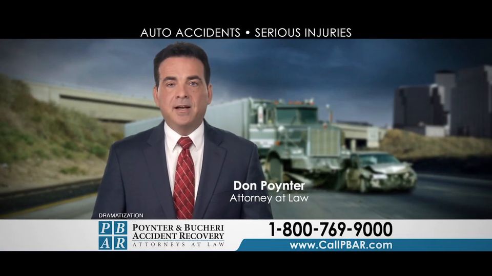 Attorney Don Poynter in a Poynter & Bucheri TV spot about truck accident evidence. Click to play the video.